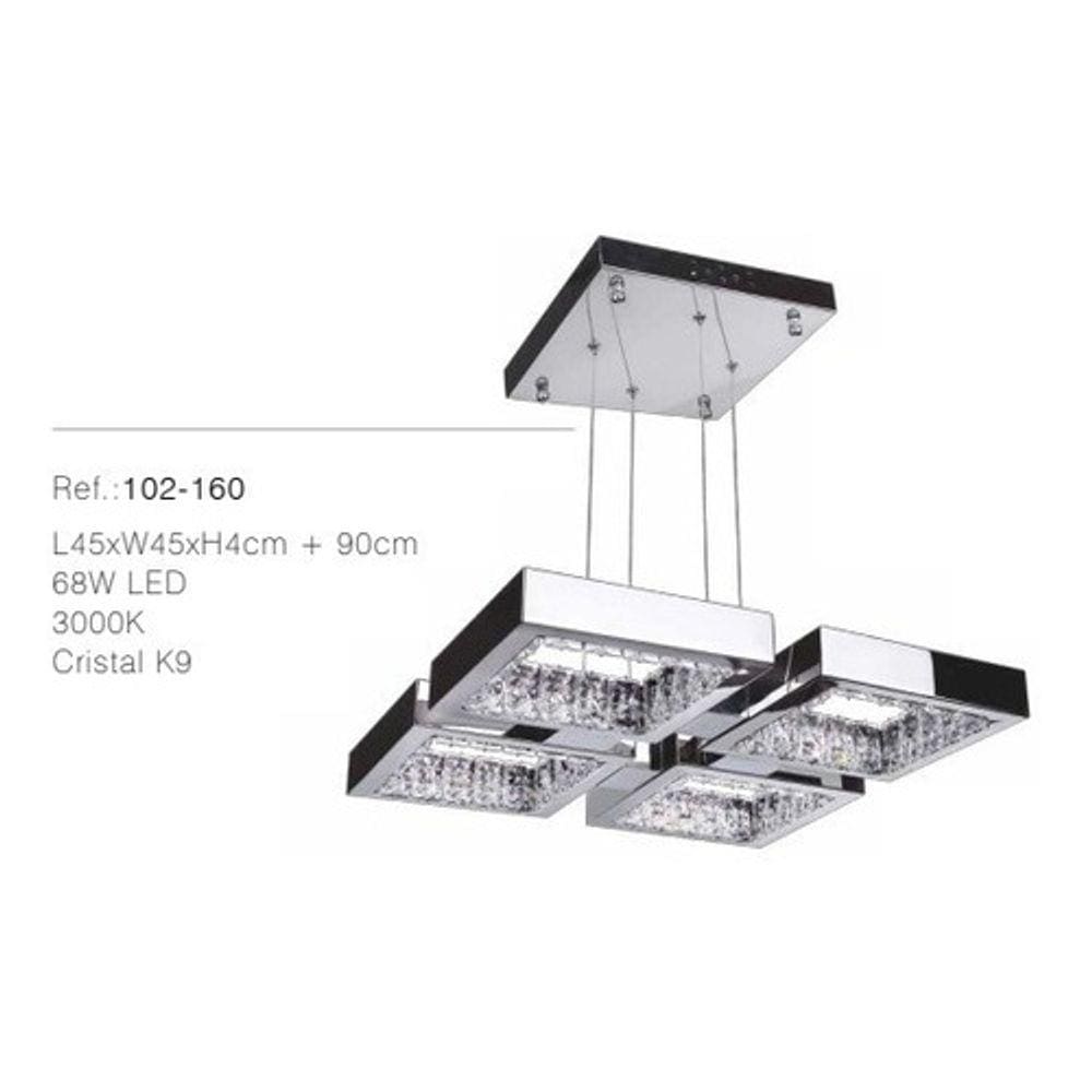 Lustre Pendente L45xw45xh120cm 68w Cristal K9 3000