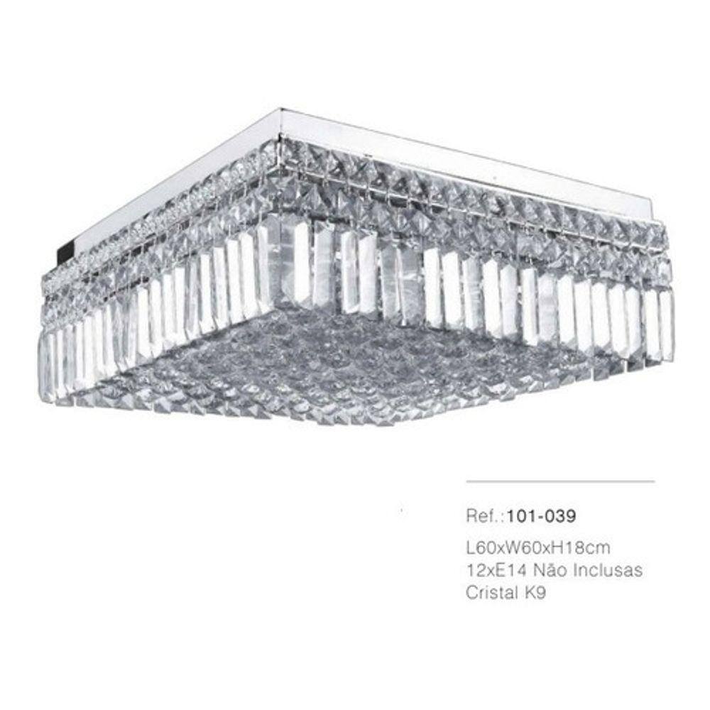 Lustre Plafon T60x60xh18cm 12xe14 Cristal K9