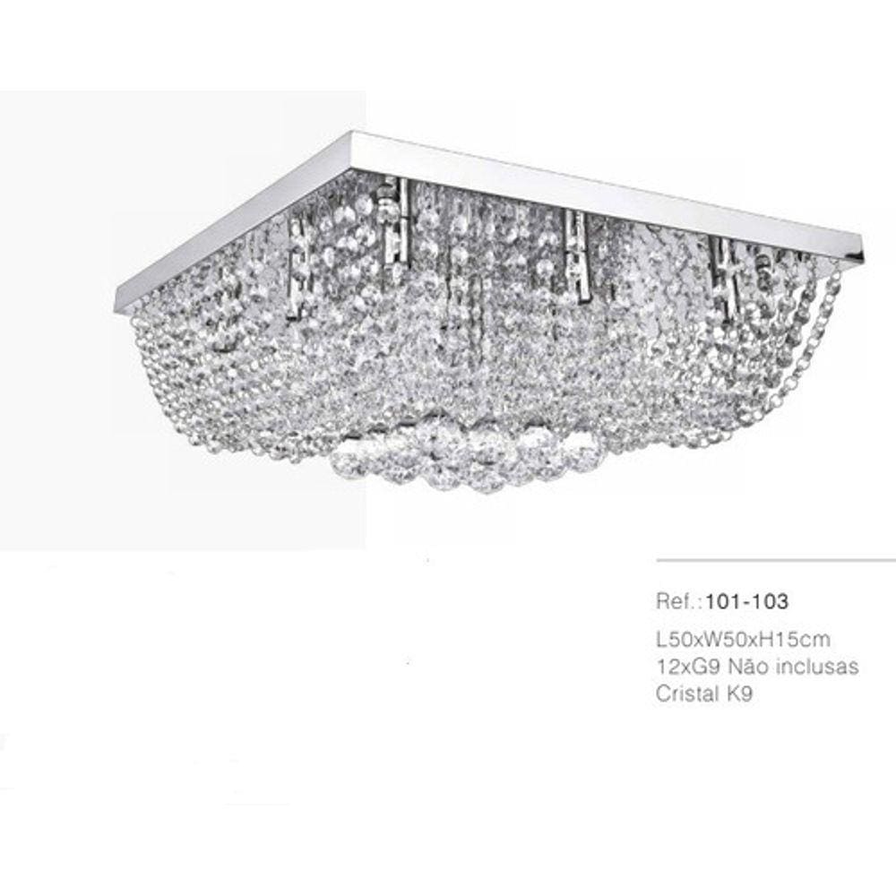 Lustre Plafon L50xw50cm 12xg9 Cristal K9