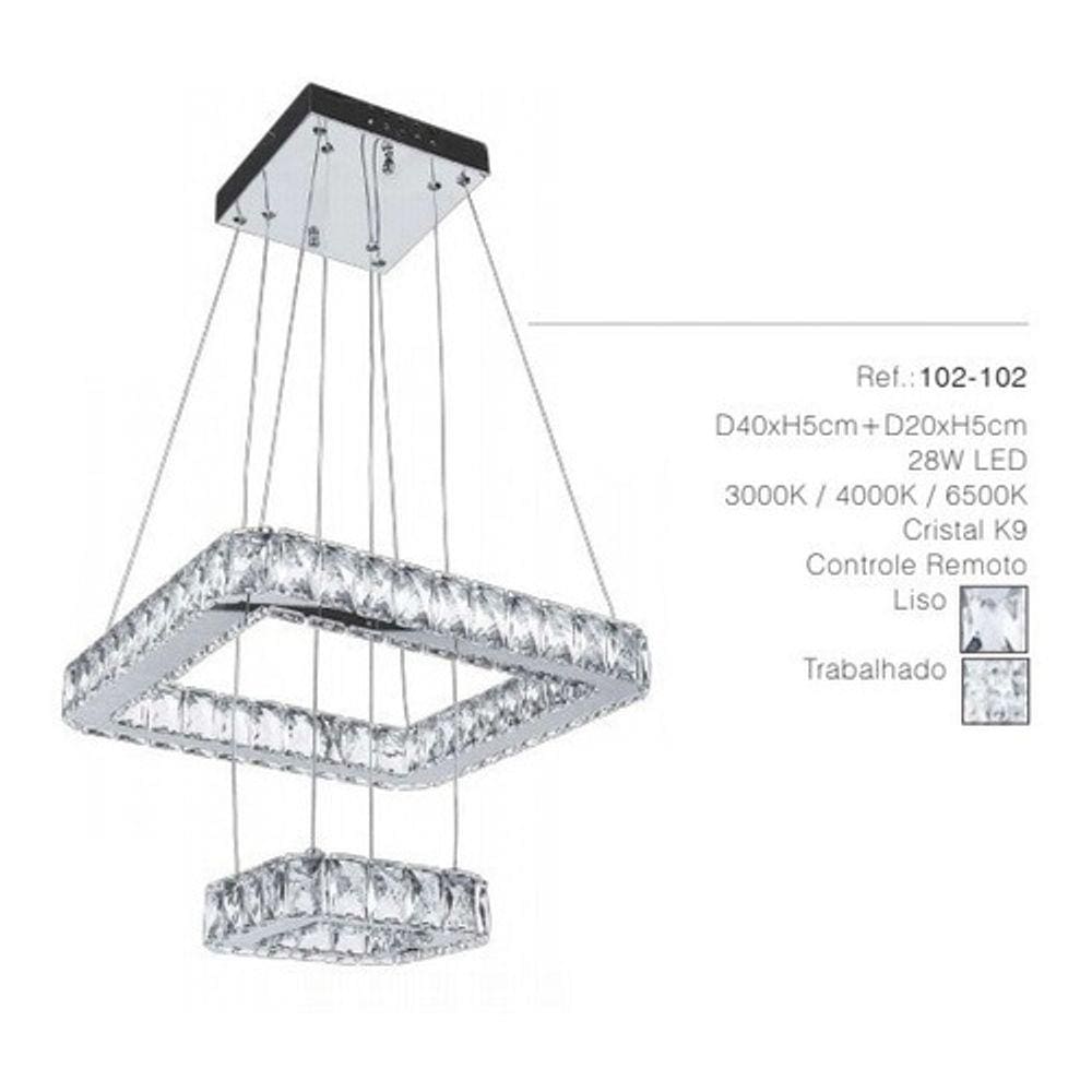 Lustre Pendente D40x20xh5cm 28w Cristal K9 C/r