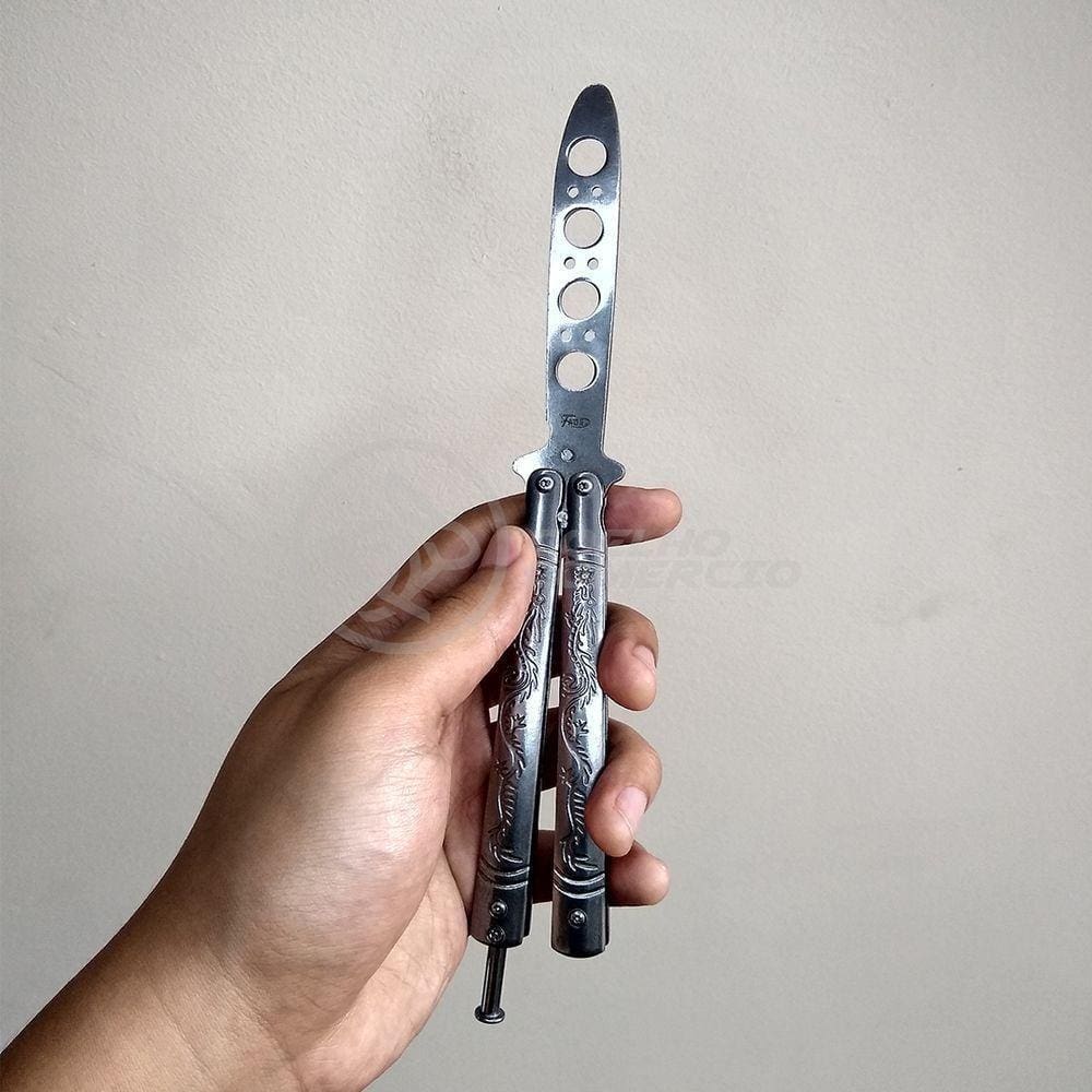 Knife Silver Butterfly Prata Borboleta Dobrável Inox