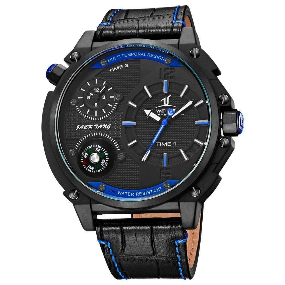 Relógio Masculino Weide Analógico Preto E Azul