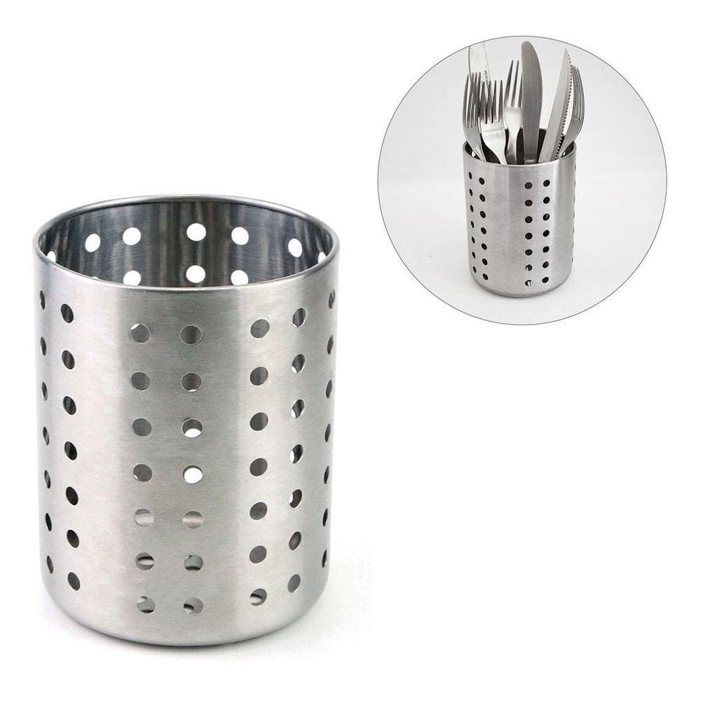 Escorredor De Talheres Redondo Louça Porta Talher Aço Inox
