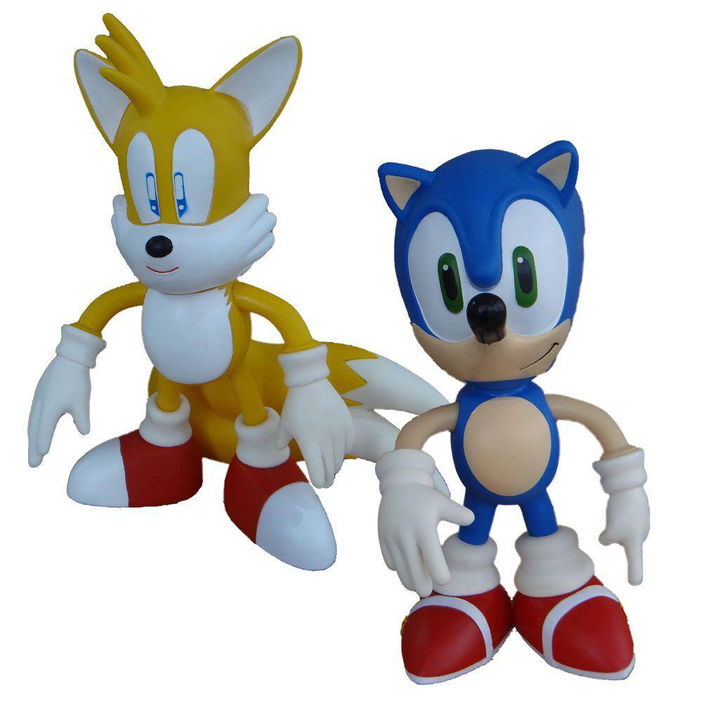 Tails Sonic Azul Sonic Vermelho Sonic Preto - 4 Bonecos - Super