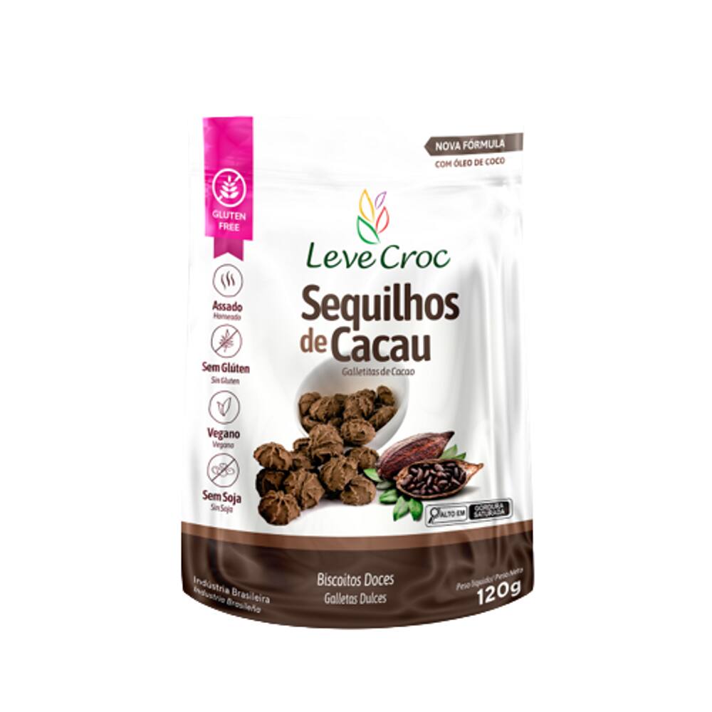 Kit 2X: Biscoito Sequilho Cacau Sem Glúten Leve Crock 120g