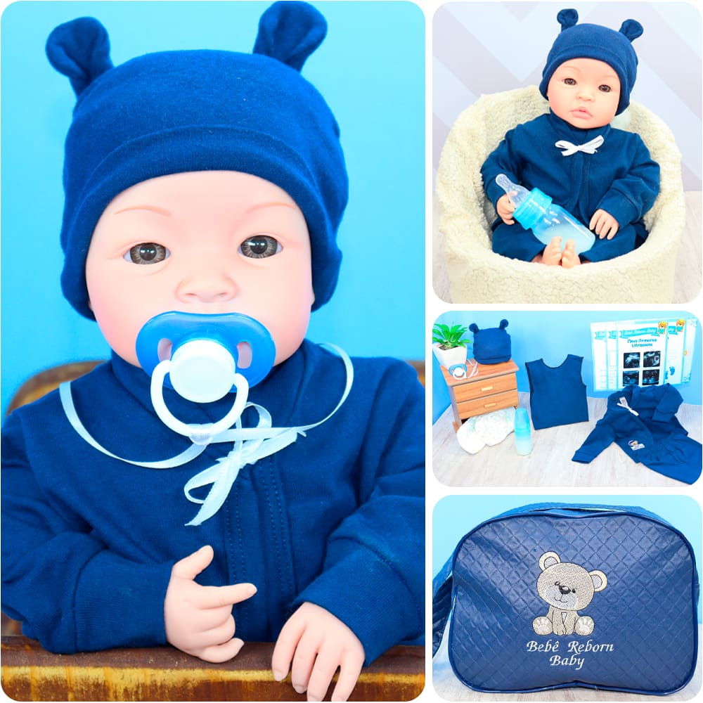 Bebê Reborn Menino Realista 100% Silicone Com Itens e Bolsa