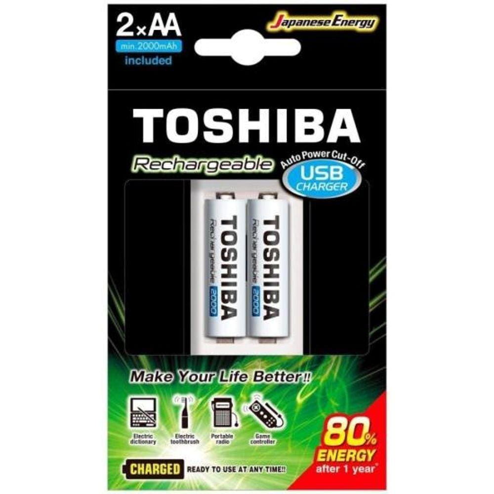 Carregador De Pilha Usb P/2 Pilhas Aa/Aaa Min.2.000 Mah C/2