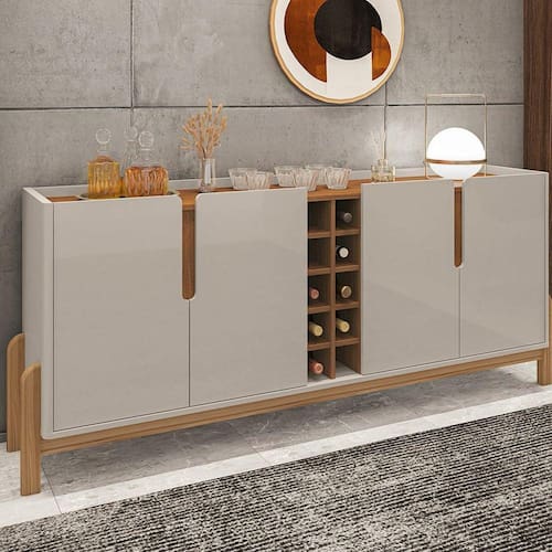 imagem-Buffet Aparador 190cm 4 Portas com Adega Lizz Casa D Off White/Cedro - Bege