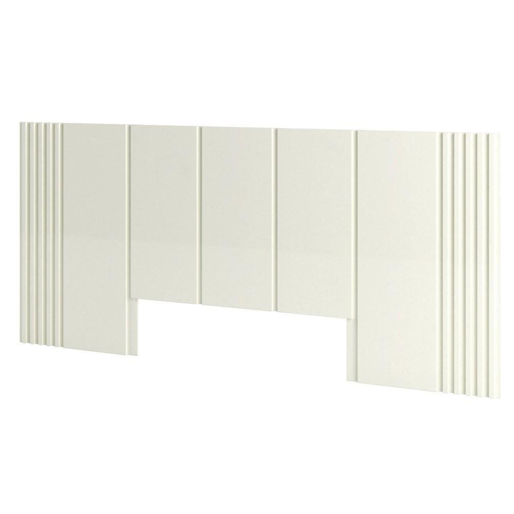 Cabeceira Casal Para Cama Queen 300 x 120 cm Detalhes Ripados Quarto MDF Off White