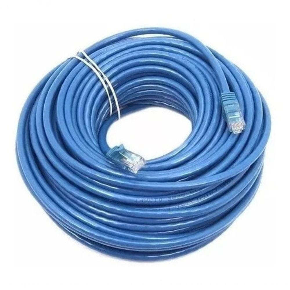 Cabo De Rede 20 Metros Ethernet Lan Rj45 Cftv Azul C/ 20Mts