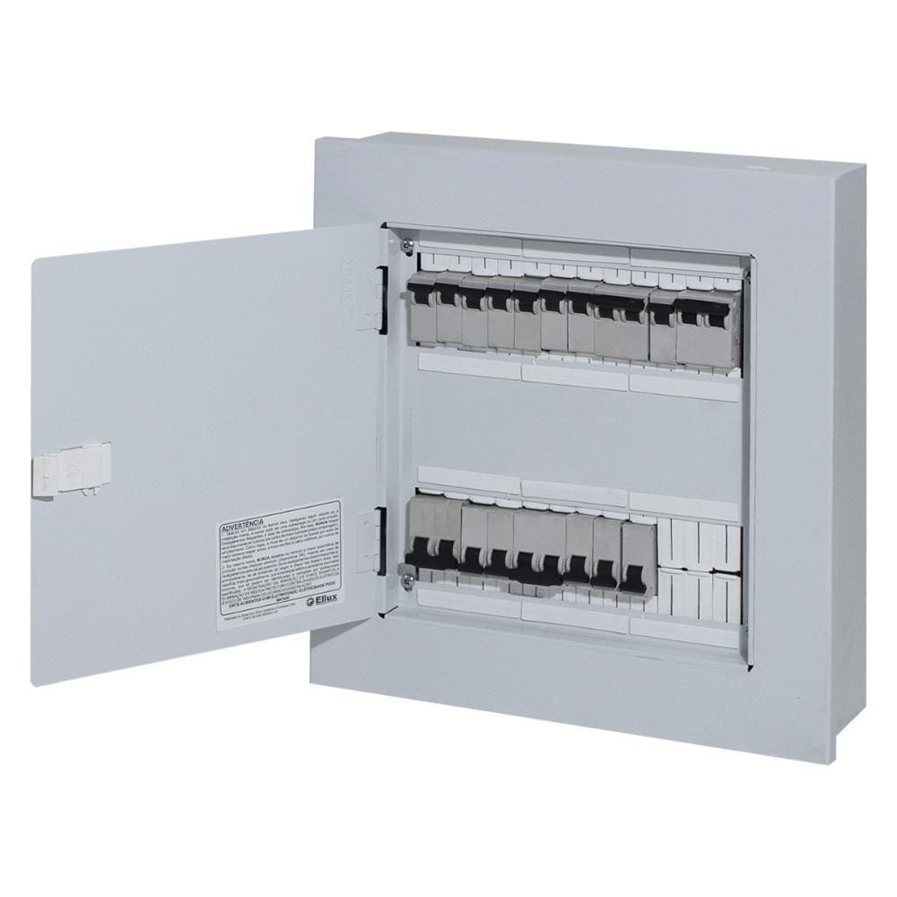 Quadro dist compacto bifásico 80a 22disj din sobrepor+geral