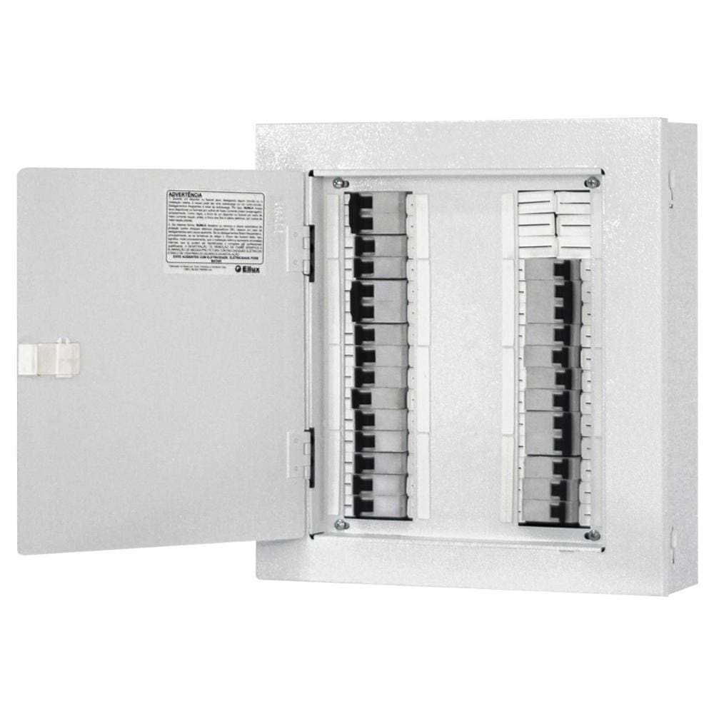 Quadro dist compacto bifásico 80a 28disj din sobrepor+geral