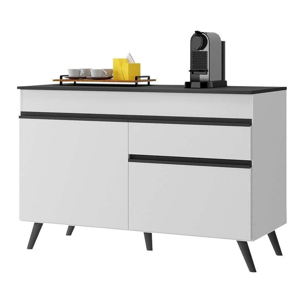 Balcão Cozinha Gabinete Pia 120Cm Mp3680.964 Branco/preto