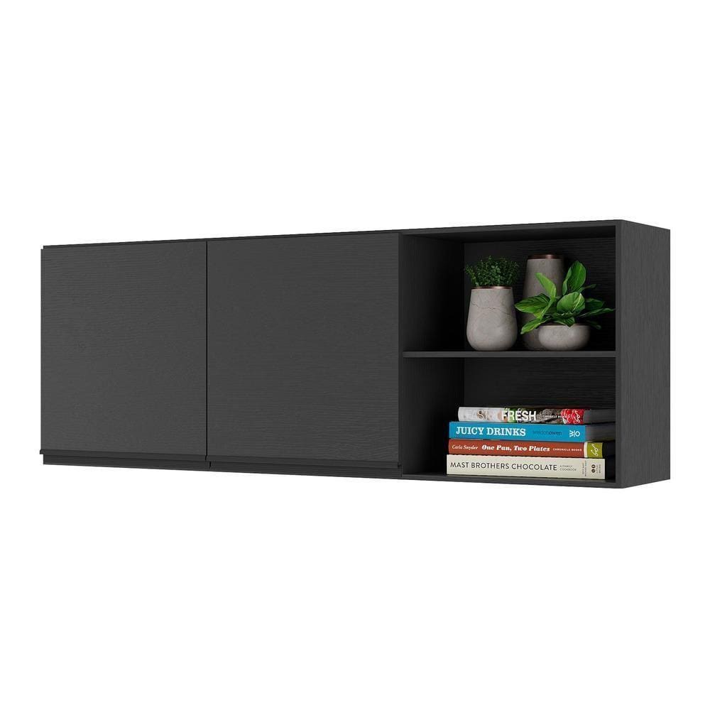 Armário De Cozinha Aéreo 150 Cm 2 Portas Mp3741.895 Preto
