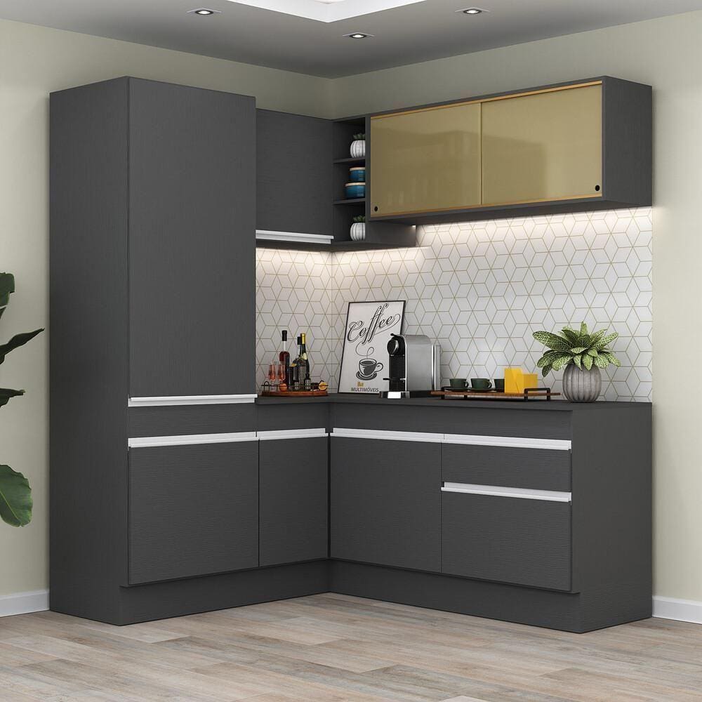 Armário De Cozinha Completa De Canto Mp2088.898 Preto/branco