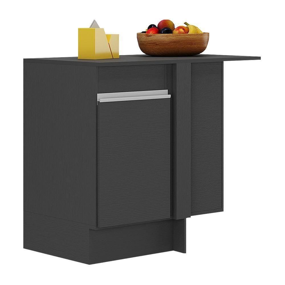 Balcão Cozinha De Canto 1 Porta Mp2120.898 Preto/branco