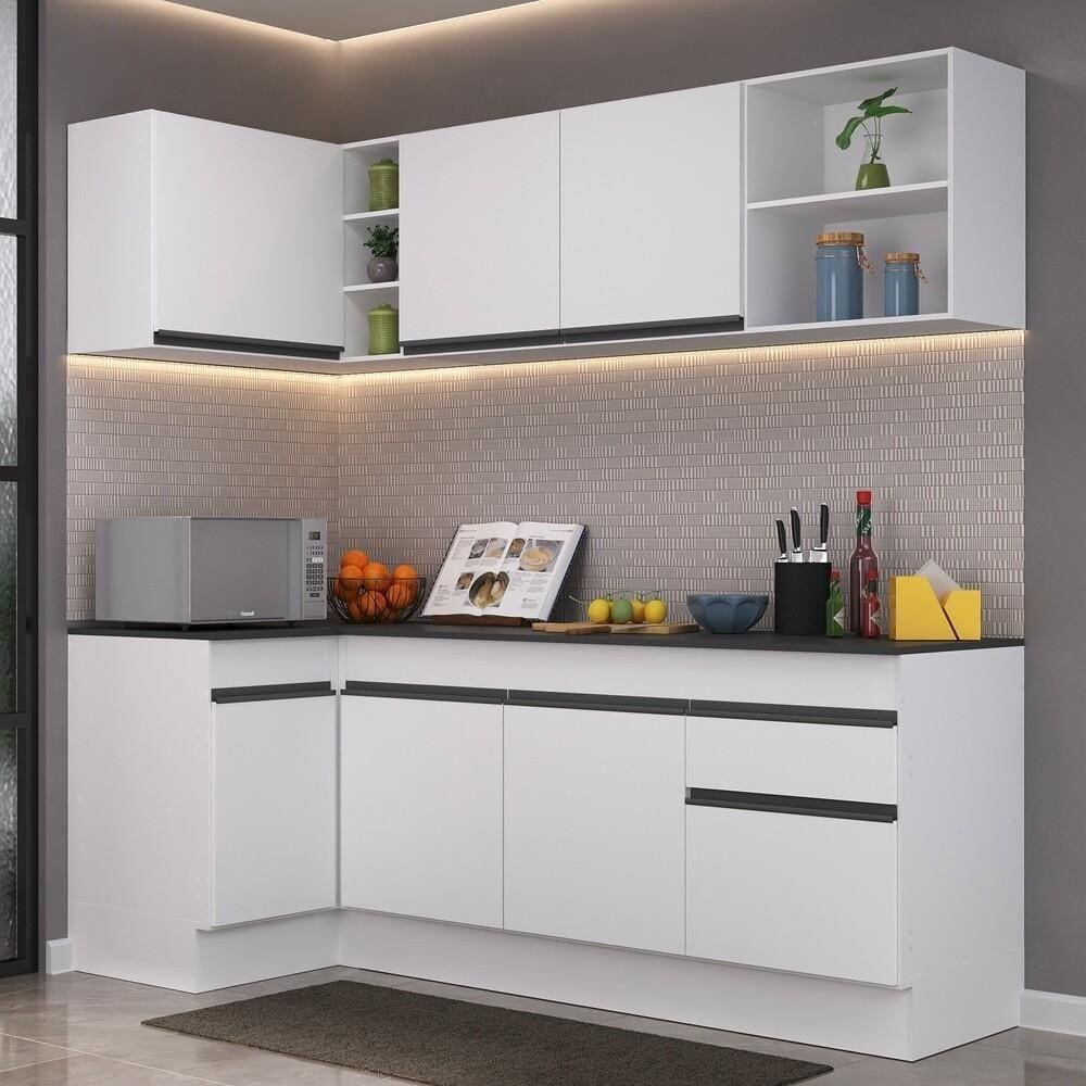 Armário De Cozinha Compacta De Canto Branco/preto