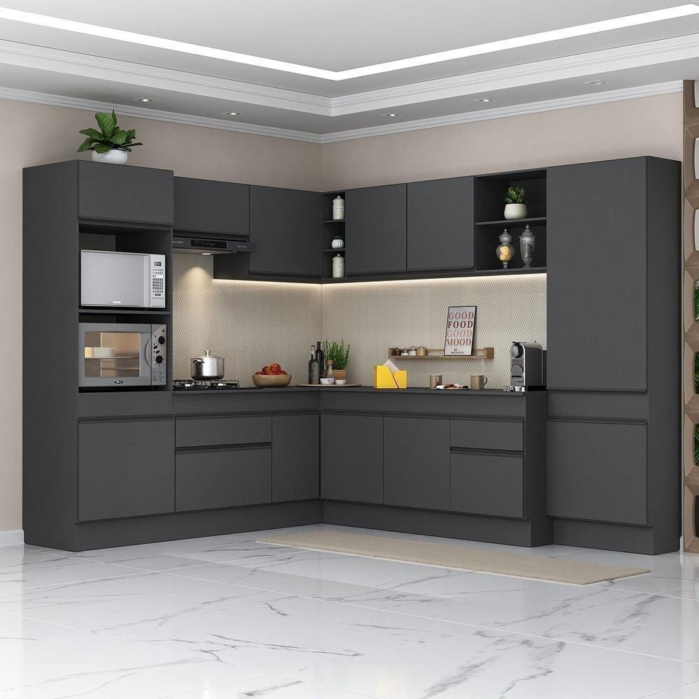 Armário De Cozinha Completa De Canto Preto
