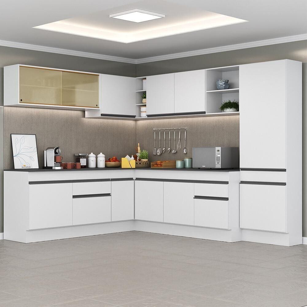 Armário De Cozinha Completa De Canto Mp2100.964 Branco/Preto
