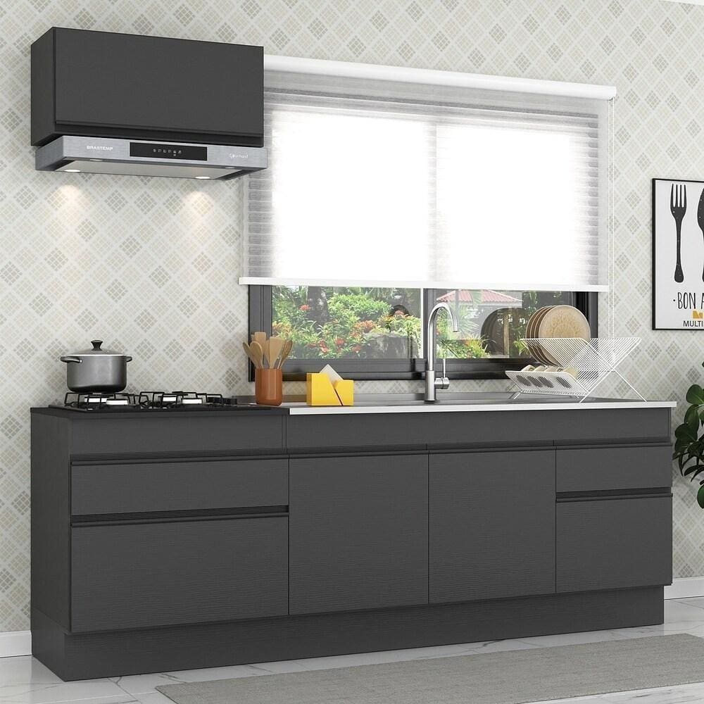Armário De Cozinha Compacta Com Rodapé Mp2109.895 Preto