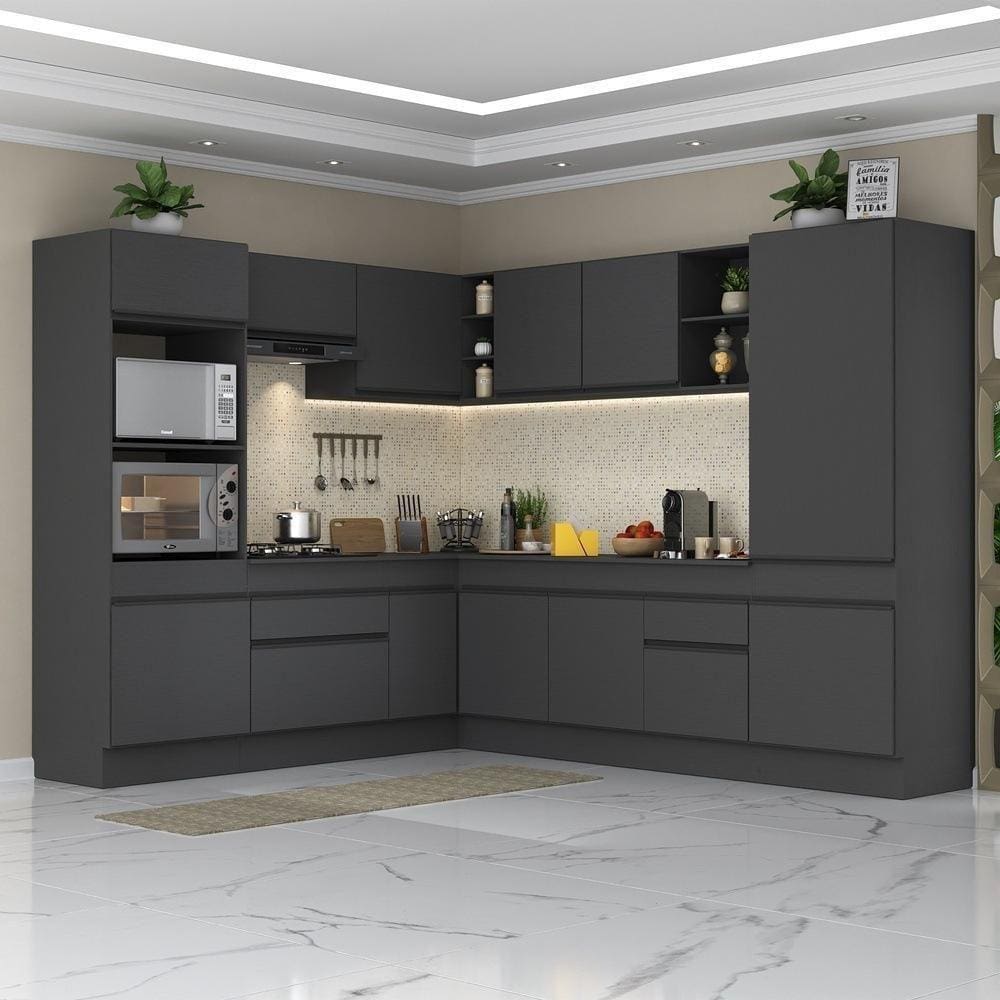 Armário De Cozinha Completa De Canto Preto
