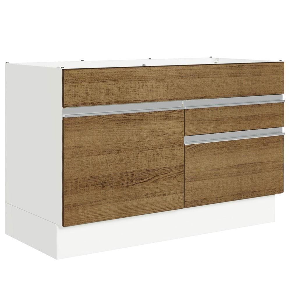 Balcão Gabinete De Pia 120 X 60 Cm 1 Porta 2 Gavetas Branco