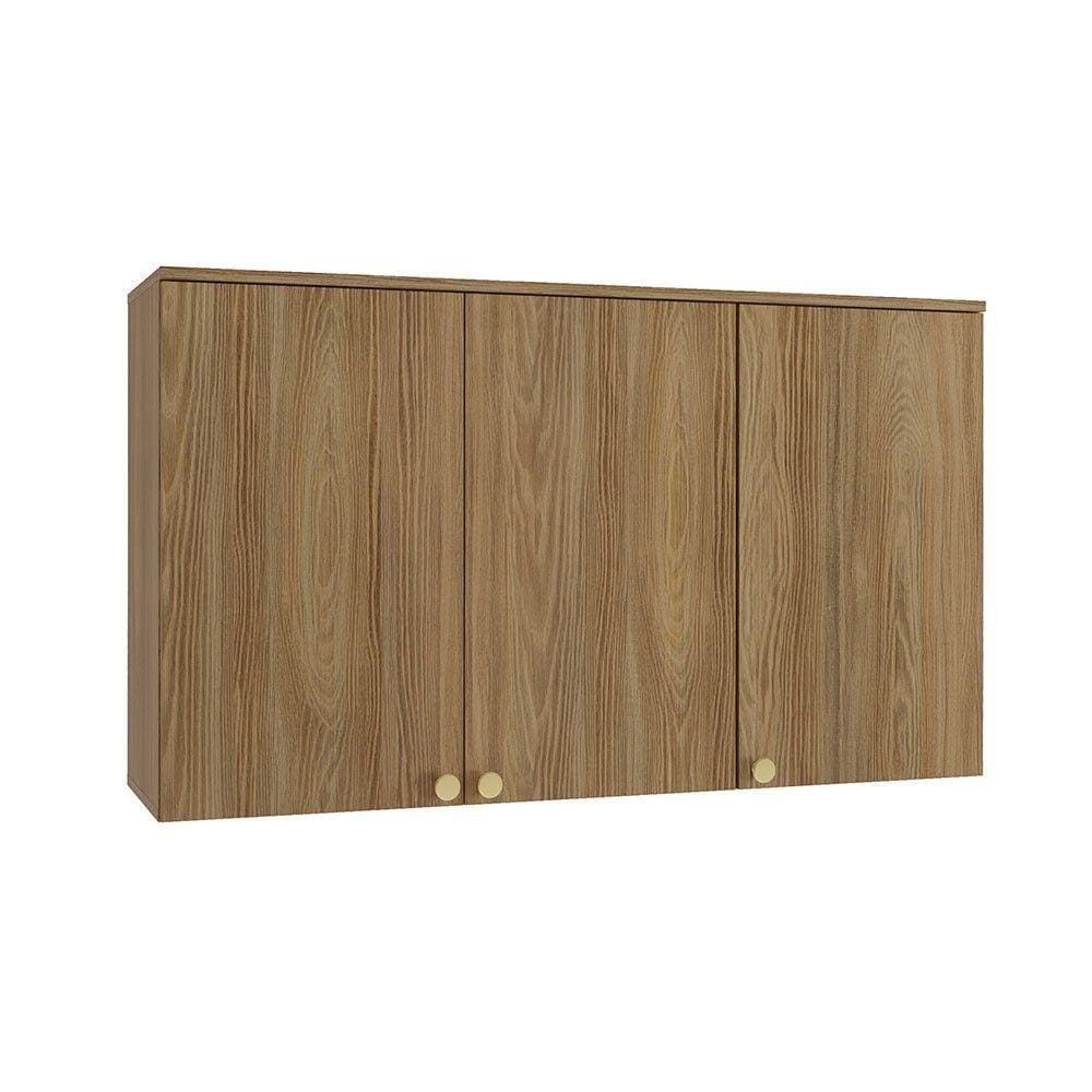 Armário Aéreo Com Led 120cm 3 Portas Kappesberg Nogueira