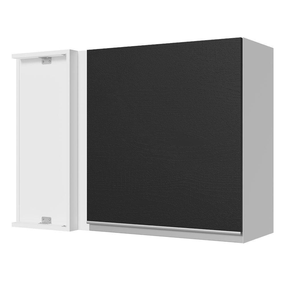 Armário Aéreo De Canto 100% Mdf 1 Porta Branco/preto Acorde