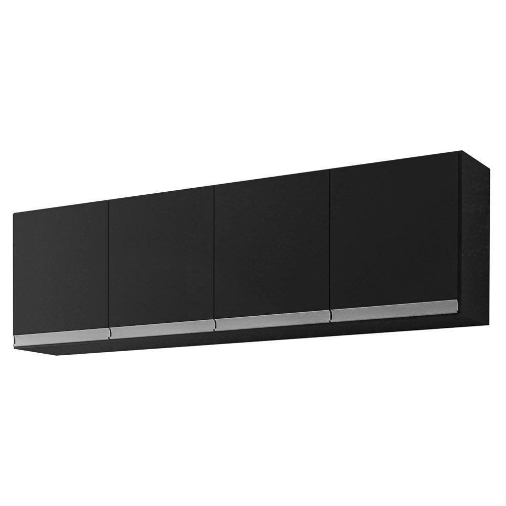 Armário Aéreo De Cozinha 4 Portas 160Cm Andréia Preto