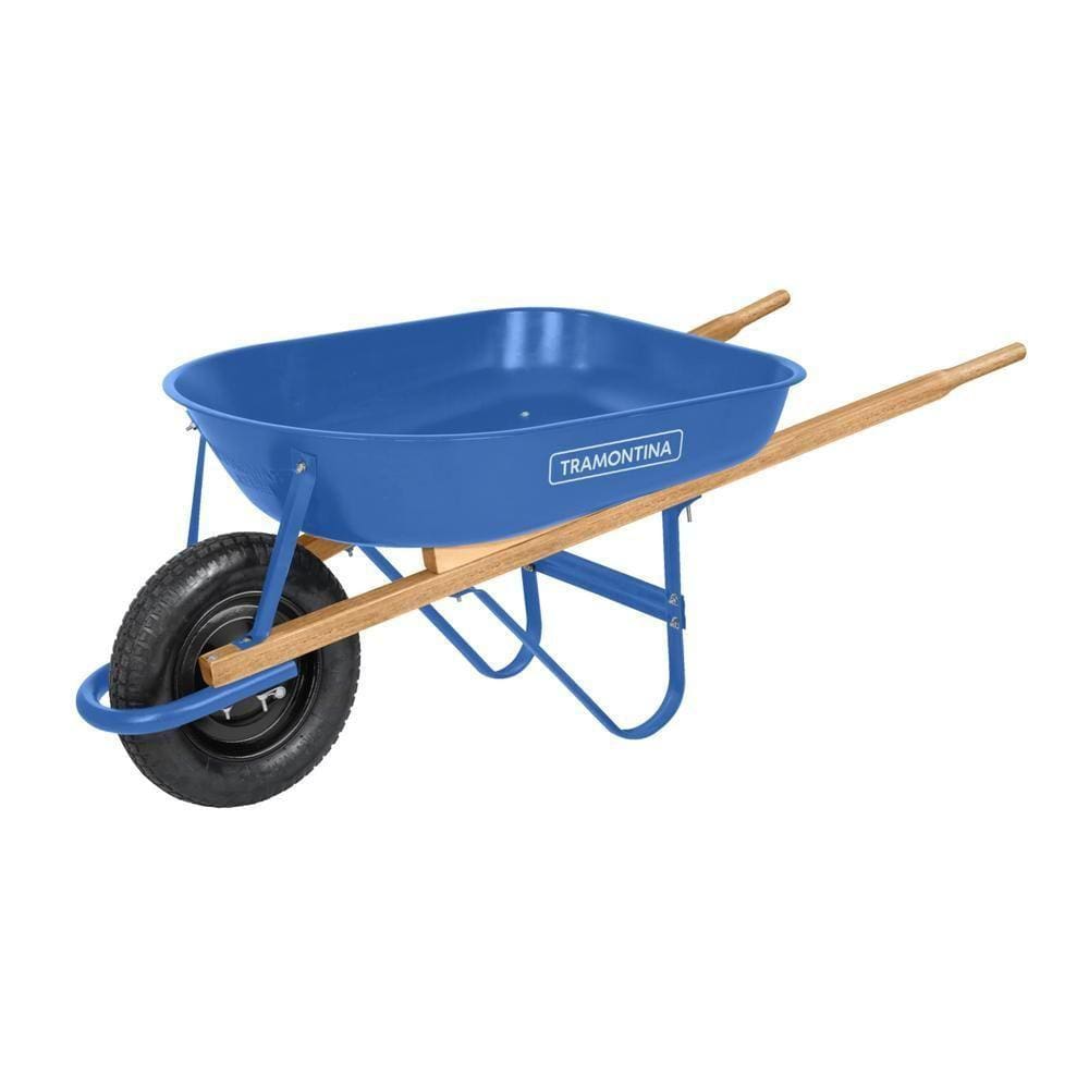 Carrinho De Mão Caçamba Redonda Metálica Azul 50L