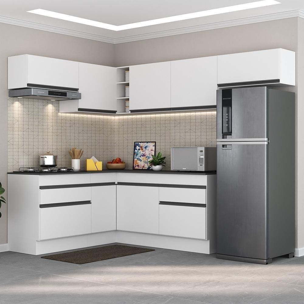 Armário De Cozinha Completa De Canto Branco/preto
