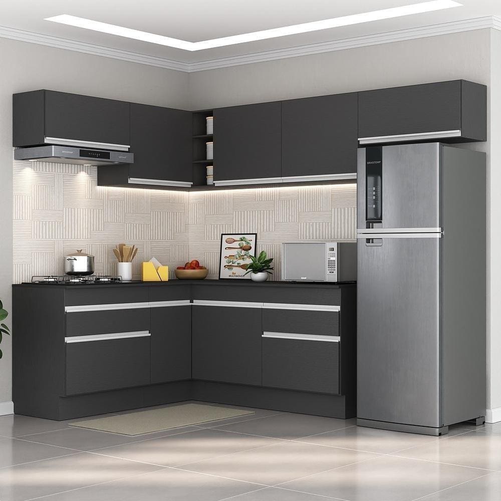 Armário De Cozinha Completa De Canto Preto/branco