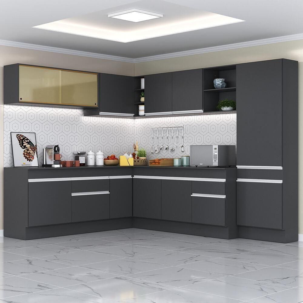 Armário De Cozinha Completa De Canto Mp2100.898 Preto/Branco