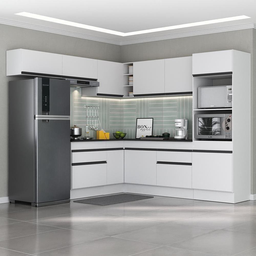 Armário De Cozinha Completa De Canto Branco/preto