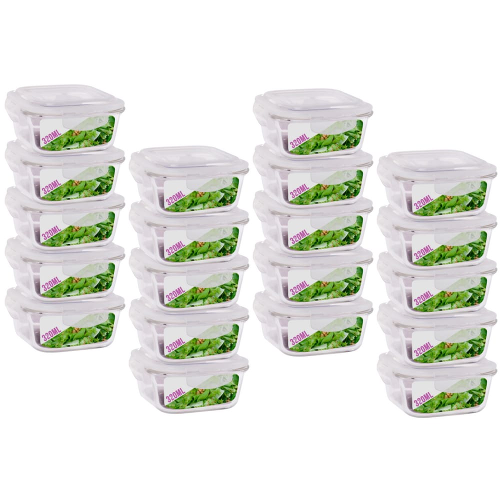 Pote Pequeno Para Mantimento 320ml Vidro Tampa Não Vaza 20Un