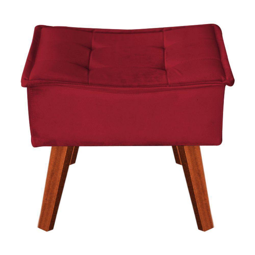 Kit 2 Puffs Opala Decorativo Suede Vermelho - Navega Móveis