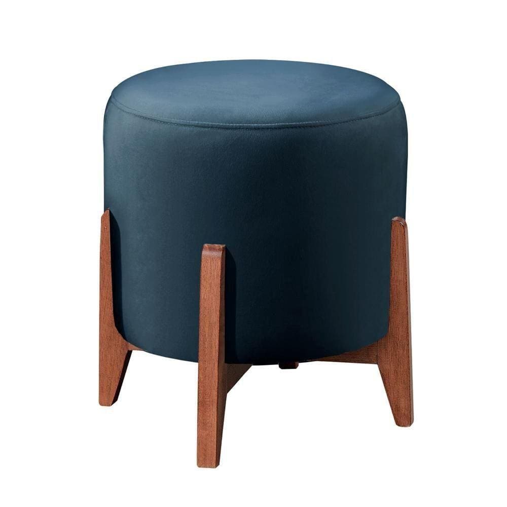 Puff Banqueta Thor Luxo Suede Azul Marinho