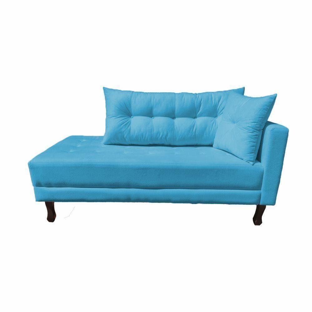 Divã Recamier Troya 1,60 Cm Suede Azul Turquesa