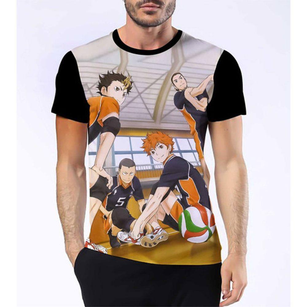 Camiseta Anime Haikyuu Volei T-Shirt Anime Vôlei - Preto