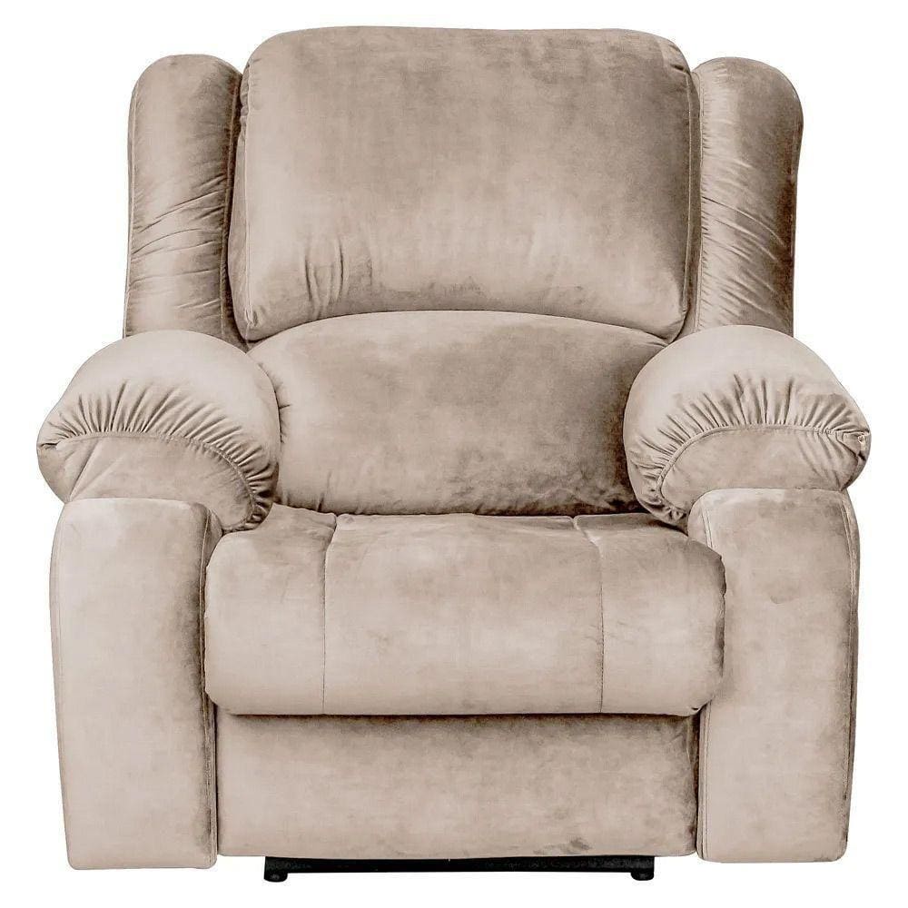Poltrona Reclinavel Eletrica Malibu Com Massageador Veludo Bege
