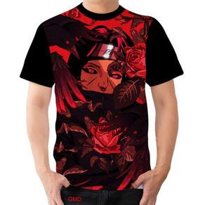 Camiseta Anime Naruto Akatsuki Nuvem Vermelha Blusa Branca