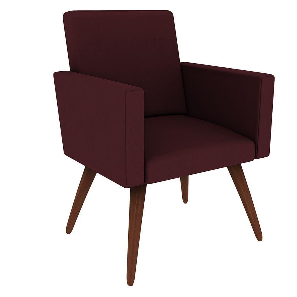 Poltrona Decorativa Nina Suede Bordô