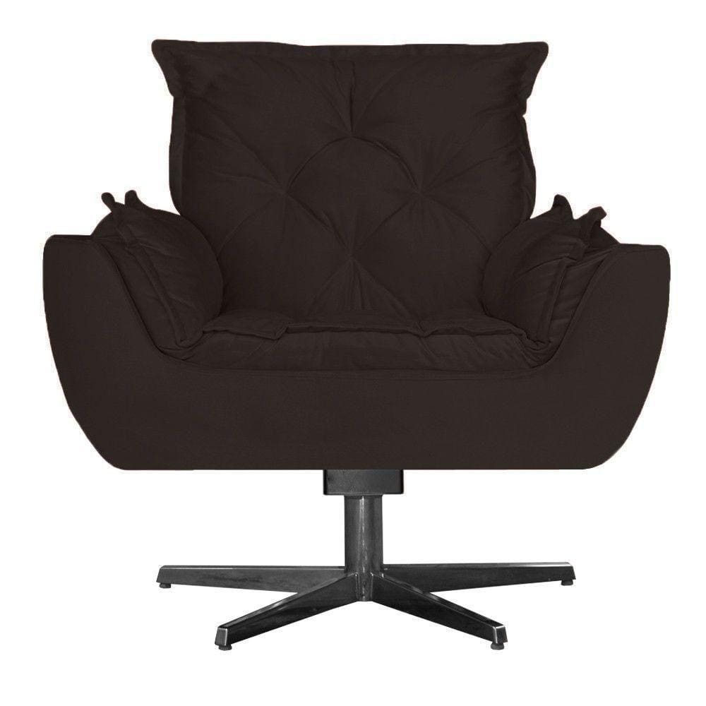 Poltrona Opala Base De Balanço Amamentação Suede Marrom