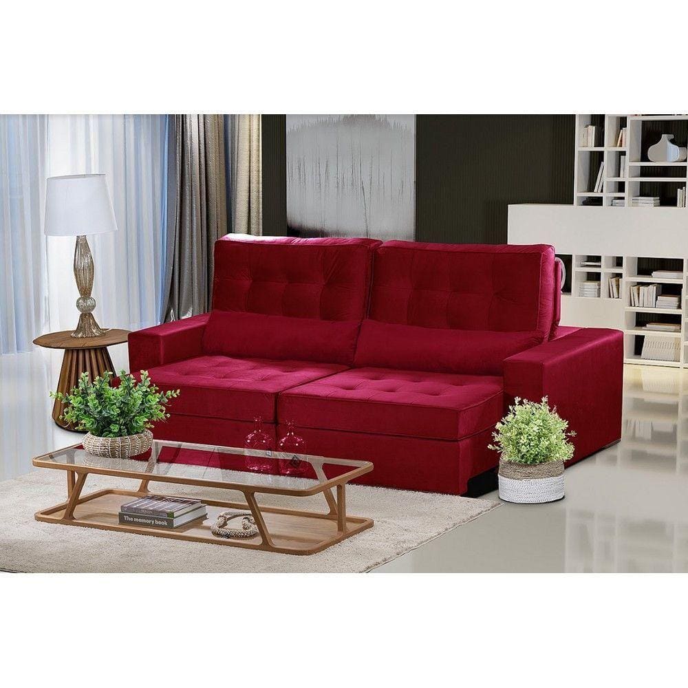 Sofá Modular 5 Lugares 2.50M Retrátil E Reclinável Vermelho