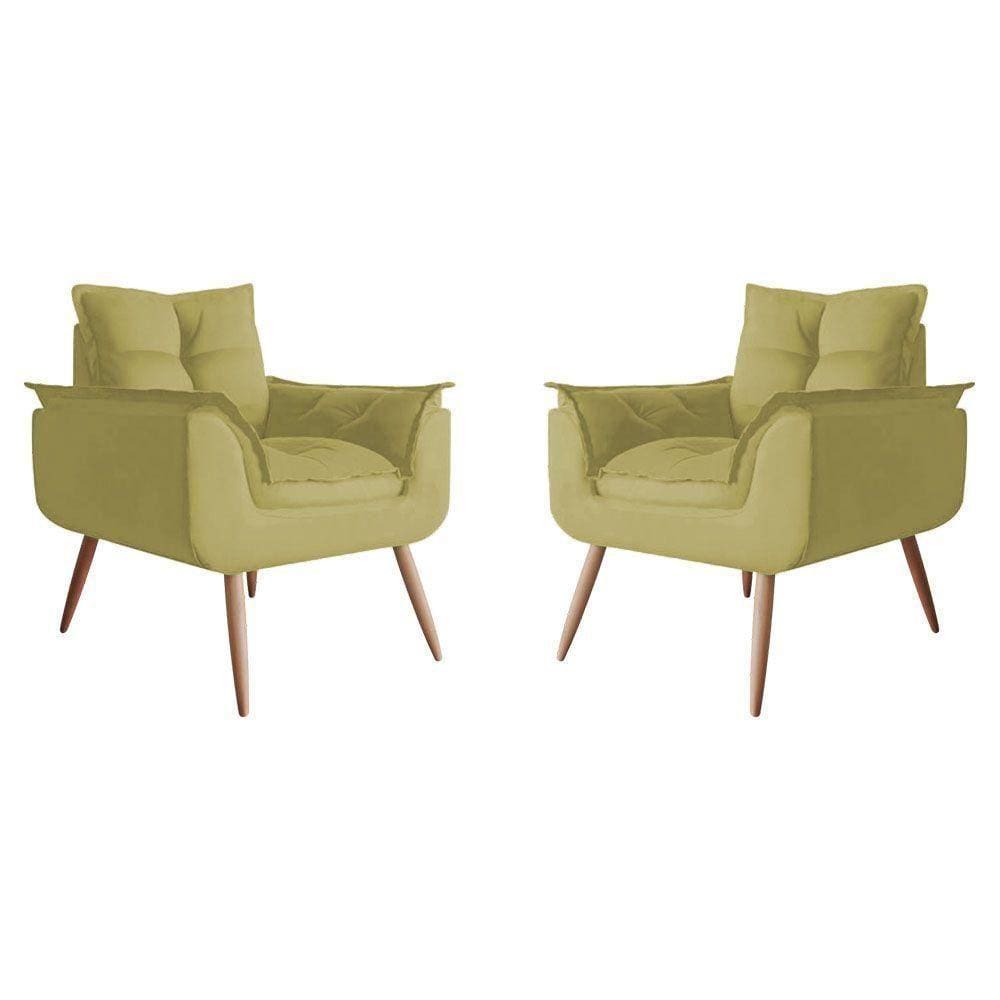 Kit 02 Poltrona Decorativa Opala Suede Capuccino