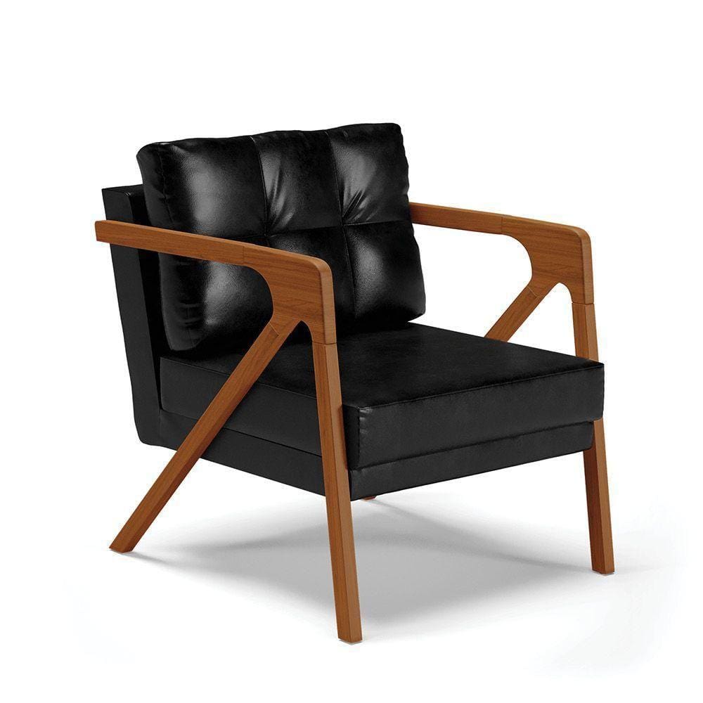 Poltrona Melissa Corano Preto Base De Madeira Castanho