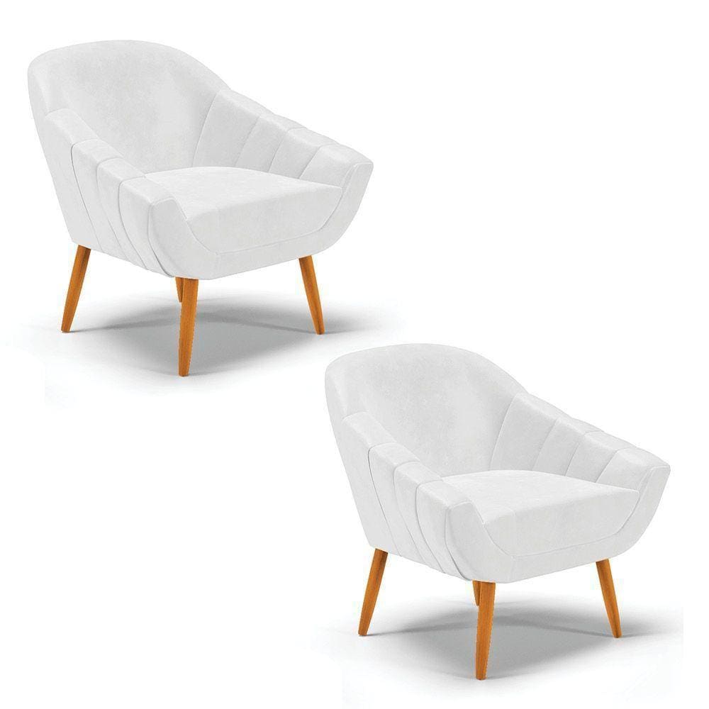 Kit 02 Poltronas Giovana Corano Castanho Branco