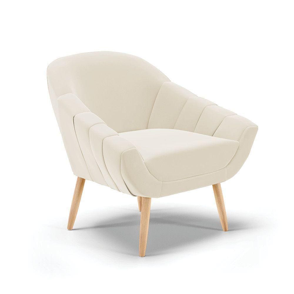 Poltrona Giovana Veludo Bege Natural