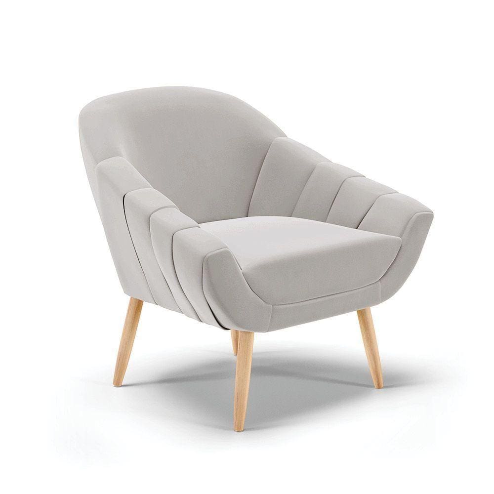Poltrona Giovana Veludo Natural Cinza