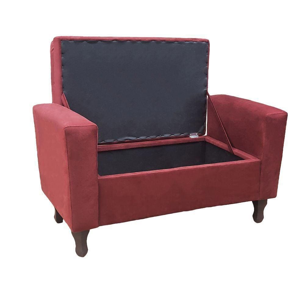 Recamier Baú Félix 120cm Suede Vinho